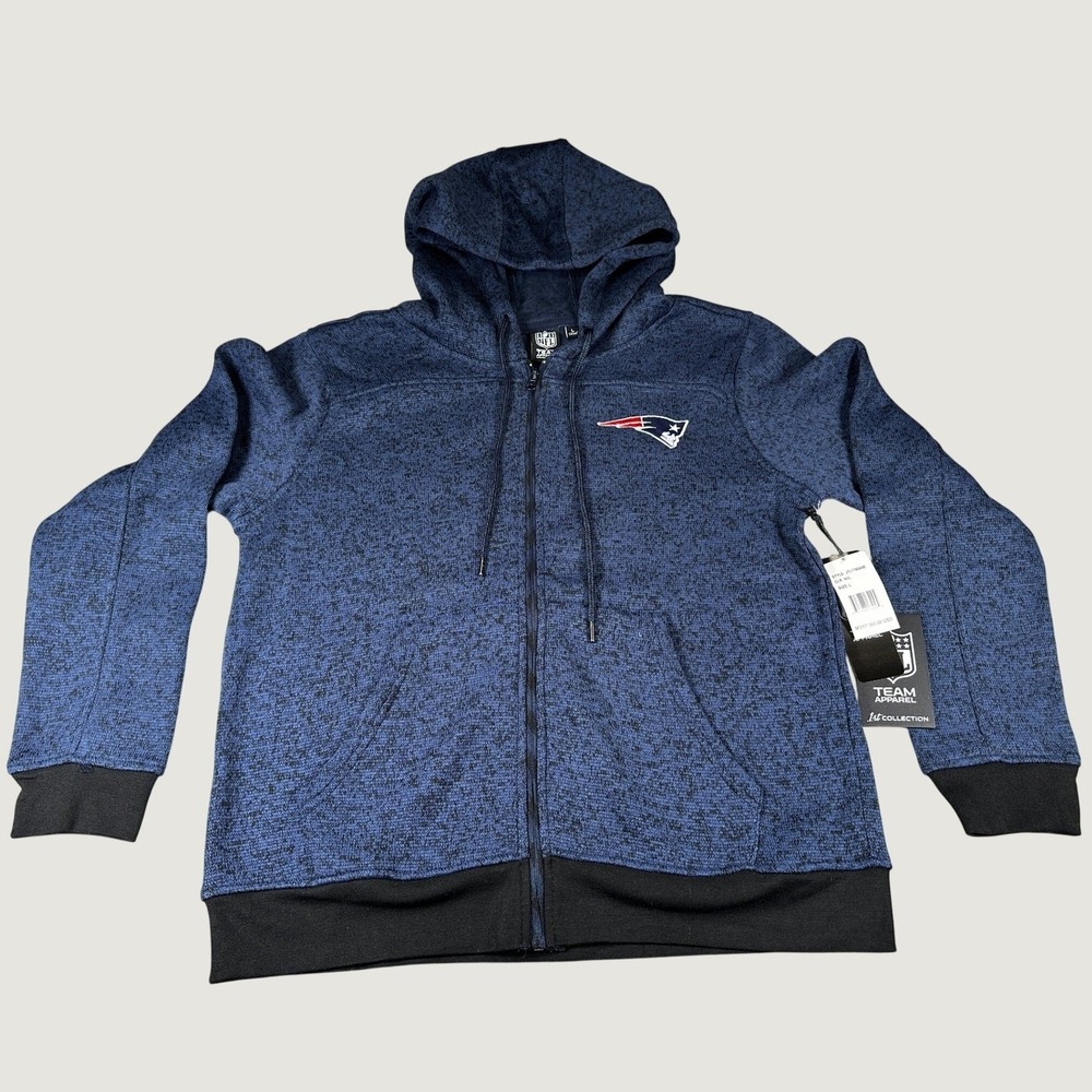 New England Patriots NFL Team Apparel Full Zip Hoodie Jacket Blue L NWT